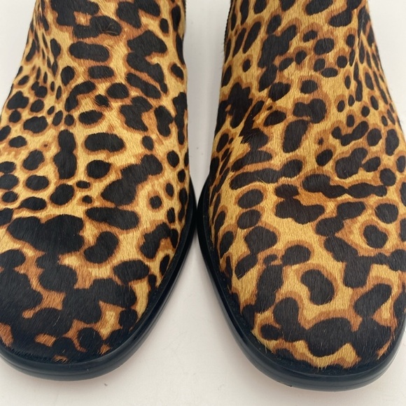 JJill Leopard Print Ankle Boot women 7 cow fur festival Casual office retro boho - Picture 5 of 16